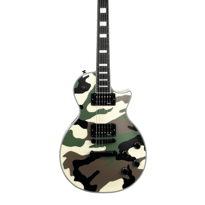 10S GF Modern Single Cutaway Full Thickness Set Thru Electric Guitar Satin Green Camo image 2