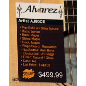 Alvarez Artist AJ80CE Jumbo Acoustic Guitar image 2