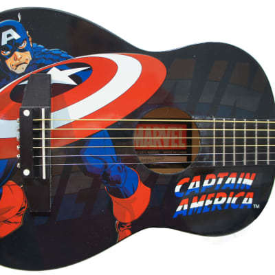 Peavey Marvel Avengers Captain America Graphic 1/2 Size Acoustic Guitar Signed by Stan Lee with Certificate of Authenticity (Serial  BRBBJ139427) for sale