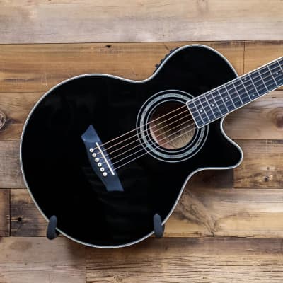 Washburn EA10 Festival Petite Jumbo Cutaway Acoustic-Electric Guitar, Black image 2