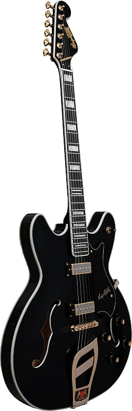 Hagstrom VIK67-G-BLK | '67 Viking II Hollow Electric Guitar, Black Gloss. New with Full Warranty! image 1