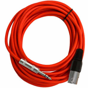 Seismic Audio SATRXL-M25RED XLR Male to 1/4" TRS Male Patch Cable - 25'