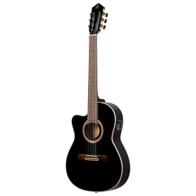 Ortega Performer Series Nylon string Guitar, thinline body - RCE138-T4BK-L, Left-Handed, 52mm Nut Width image 4