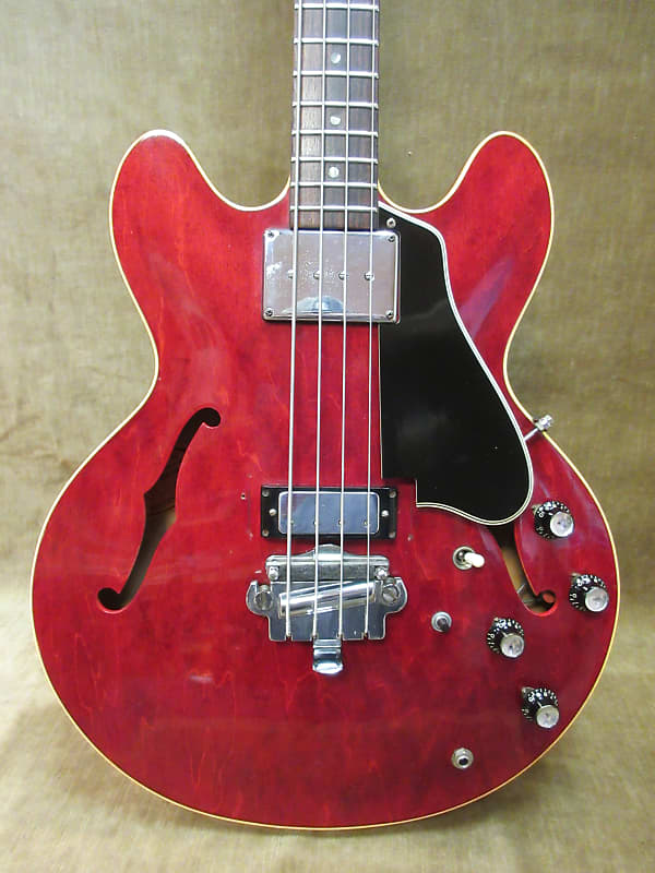 1966 Gibson EB 2C Cherry Red Semi Hollow 4 String Bass | Reverb UK