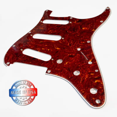 Celluloid Nitrate Tortoise/White 4 Ply Wide Bevel Pickguard for 11 Hole Vintage Stratocaster