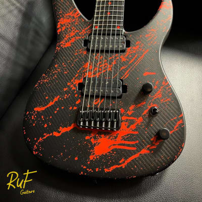 RUF Guitars Doctor Schrödinger 7 Blood Carbon Splatter Satin for sale