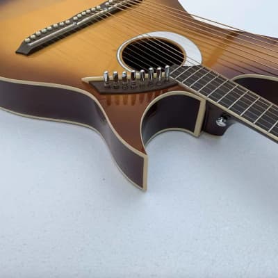 Custom 6+6+8 Strings Harp Guitar Double Necks with EQ Equalizer Sunburst Finish image 4