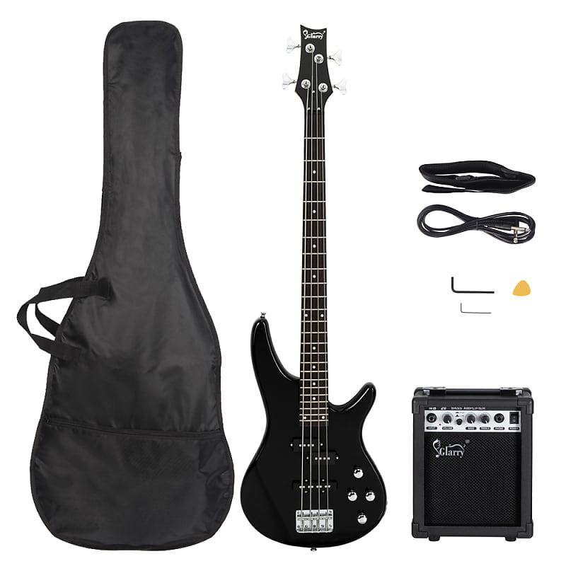 Glarry GIB Bass Guitar Full Size 4 String SS pickups w/ 20W Amplifier Black image 1