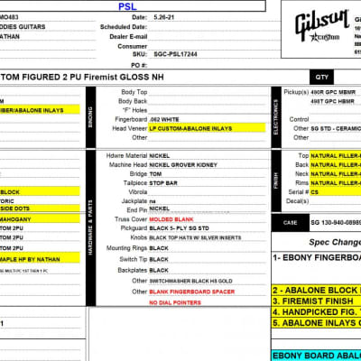 Gibson Custom Shop PSL SG Custom Figured Top Firemist image 19