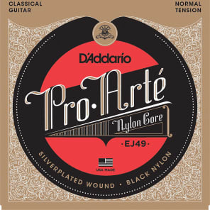 D'Addario EJ49 Pro-Arte Black Nylon Classical Guitar Strings Normal Tension