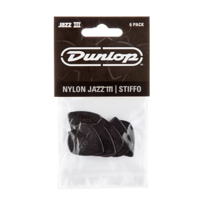 Dunlop Nylon Jazz III Guitar Pick Black Stiffo  6-Pack image 2