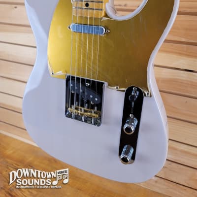 Fender JV Modified '50s Telecaster with Fender Deluxe Gig Bag - White Blonde, MIJ image 3
