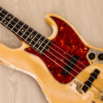 1964 Fender Jazz Bass Pre-CBS Vintage Bass Olympic White w/ Gold Hardware, Case image 7