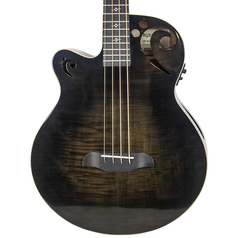 Sawtooth Rudy Sarzo Signature Left-Handed Transparent Black Flame Acoustic-Electric Bass Guitar