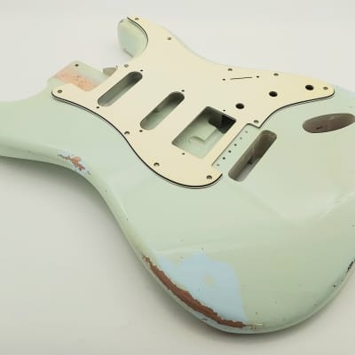 4lbs BloomDoom Nitro Lacquer Aged Relic Sonic Blue HSS S-Style Vintage Custom Guitar Body image 6