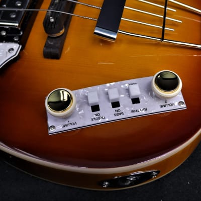 Hofner Ignition PRO Left Handed Beatle Bass HI-BB-PE-L-SB LaBella's, 500/1 Tea Cups & White Switches image 2