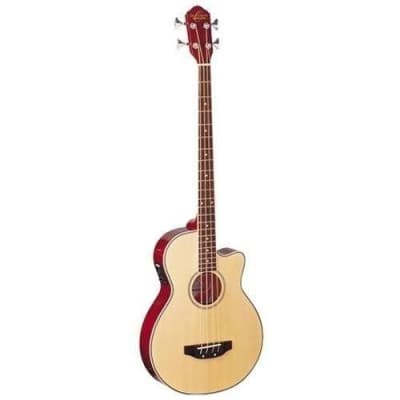 Oscar Schmidt OB100N Acoustic Electric Bass with Gig Bag in a NATURAL Finish image 1