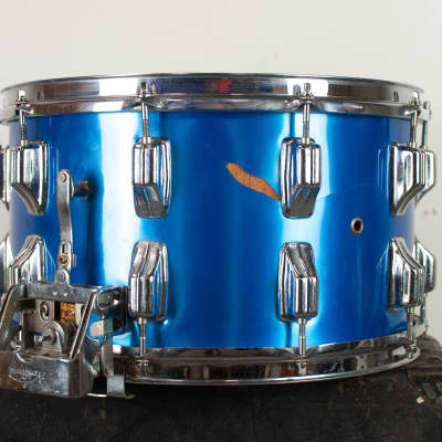 1980s Newsound 8x14 Blue Satin Snare Drum | Reverb