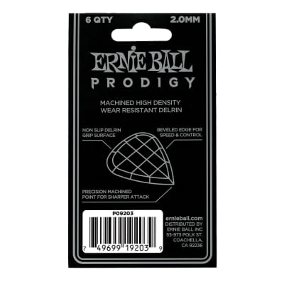 Ernie Ball P09203 2.0mm White Mini Prodigy Picks 6-Pack image 3