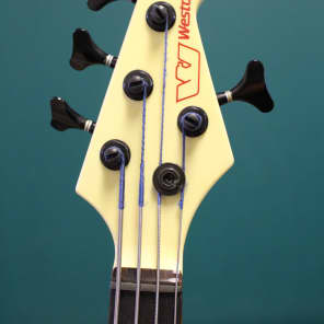 1986 NOS Westone Dimension IV Bass White with Red Bolt image 5