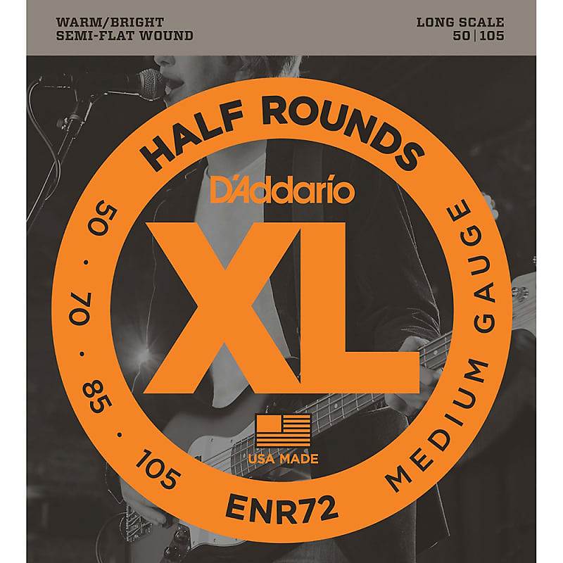 D'Addario ENR72 Half Rounds Long Scale Medium Bass Guitar Strings (50-105) image 1