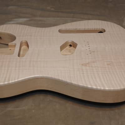 Unfinished Telecaster Body Book Matched Figured Flame Maple Top 2 Piece Alder Back Chambered, Standard Tele Pickup Routes 3lbs 14.5oz! image 8