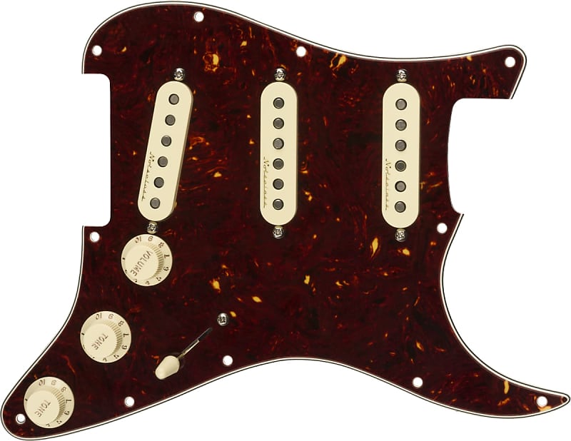 Fender Pre-Wired Strat Pickguard Vintage Noiseless SSS Tortoise Shell 11 Hole PG image 1