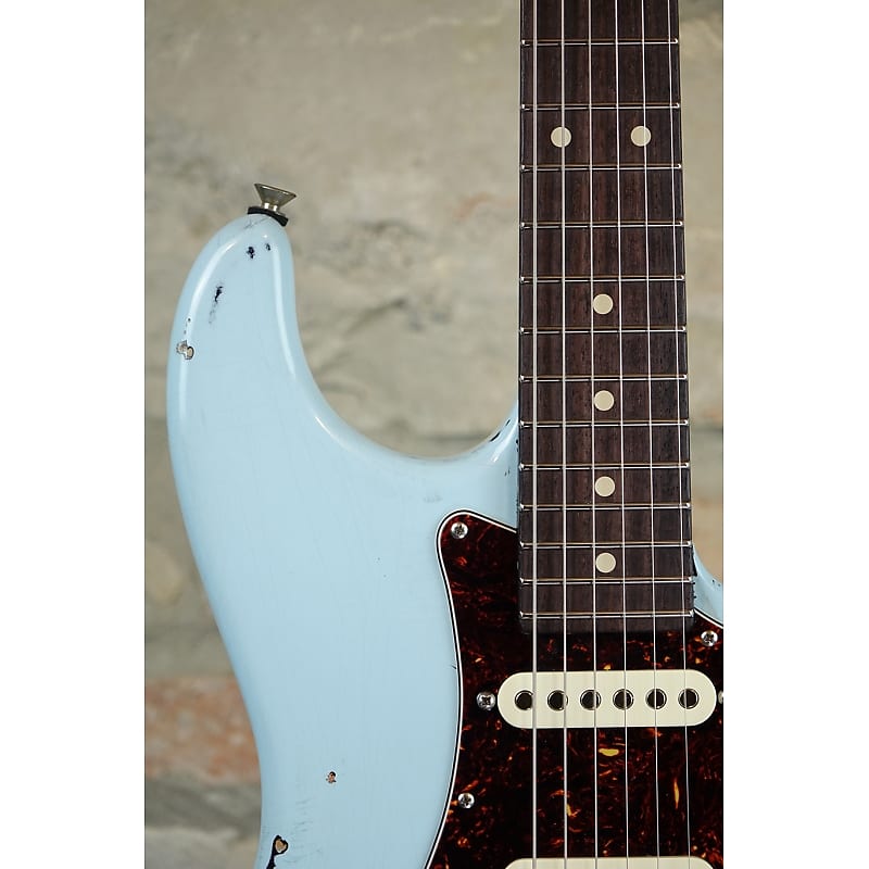 TOM ANDERSON Icon Classic HSS In Distress Heavy Aged - Full Rosewood Neck -  Sonic Blue over 3T Burst | Reverb Italia