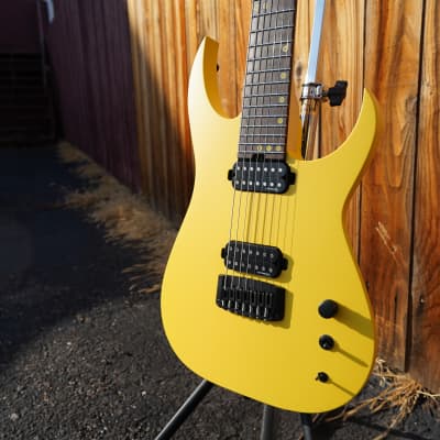 Schecter USA CUSTOM SHOP Keith Merrow KM-7 Stage Yellow Satin 7-String Electric Guitar w/ Case (2024) image 8
