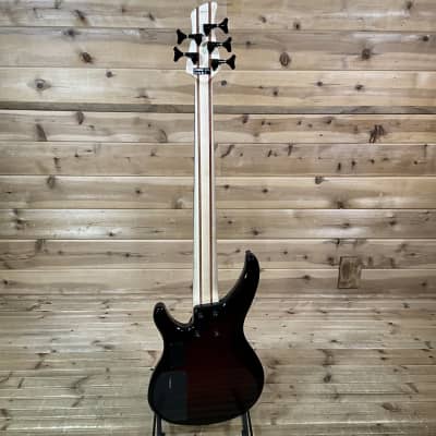 Yamaha TRBX605FM 5-String Electric Bass Guitar - Dark Red Burst image 5