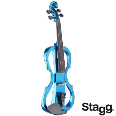 Stagg EVN X-4/4 MBL 4/4 Electric Violin Set w/Soft Case, Straps, Bow, Rosin, Headphones & 9V Battery image 3