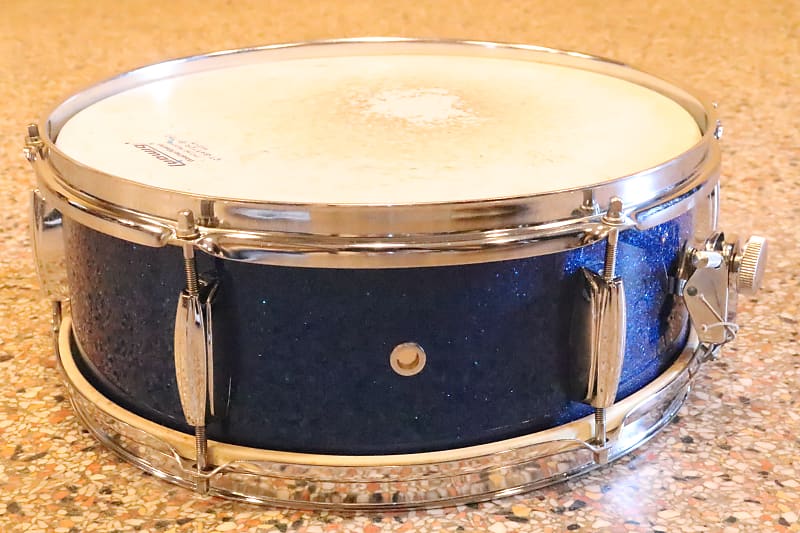 Stewart 5.5x14" Snare Drum Blue Sparkle Vintage 1970's MIJ image 1