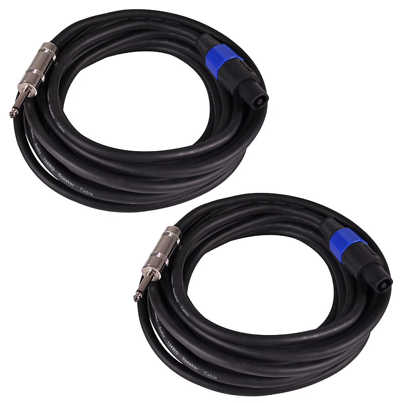 Pair of 25 Foot 12 Gauge Speakon to 1/4" Pro Audio Speaker Cables - 25' image 1