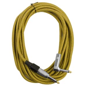 Seismic Audio SAGCRCO-18 Straight to Right-Angle 1/4" TS Woven Cloth Guitar/Instrument Cable - 18"