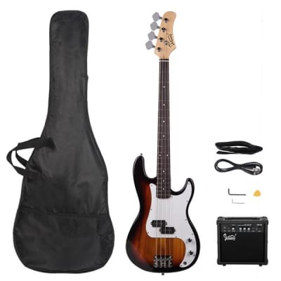 Glarry GP Electric Bass Guitar Set Sunset for sale