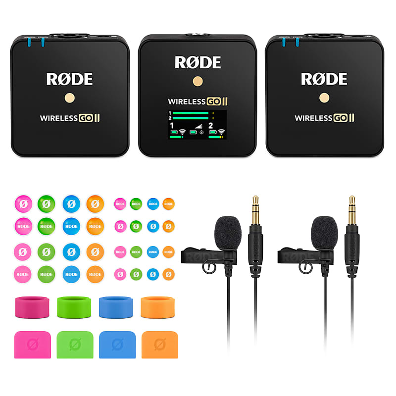 Rode Wireless GO II Dual Compact Digital Wireless Microphone System with 2x  Rode Lavalier GO, COLORS2 and StreamEye Polishing Cloth