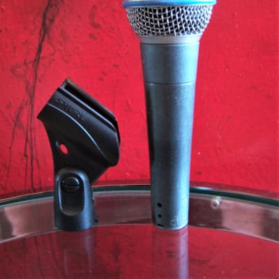 Vintage 1980's Shure Beta 58 dynamic cardioid microphone Blue Grey w accessories imagen 8