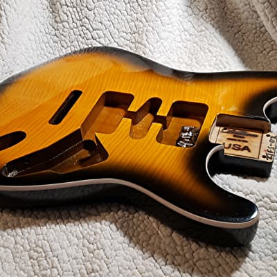 USA made bound Alder body in "2 tone sunburst" Flame maple top. Made for a Strat neck.#2TFS-02.Tiny scratch. Took off over $80 image 3