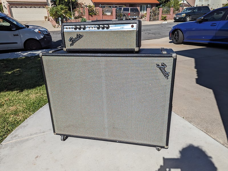 1969 Fender Bassman Amp Head + Speaker Enclosure - Silverface Non-"Drip Edge" image 1