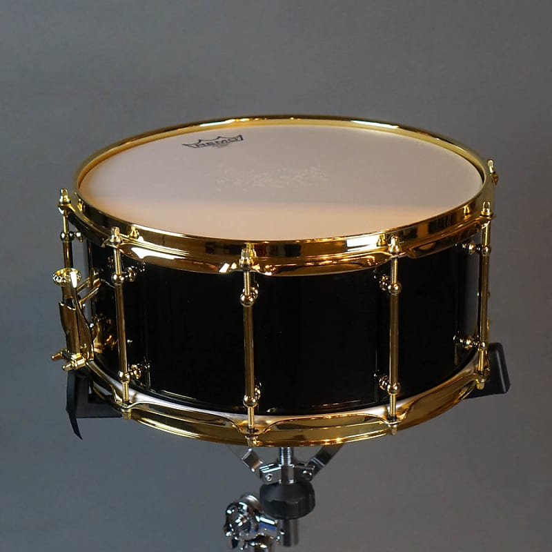 McIntyre Drum Co 6.5x14" Hot Rolled Blackened Steel Snare Drum, Black Sparkle w/Brass Hardware image 1