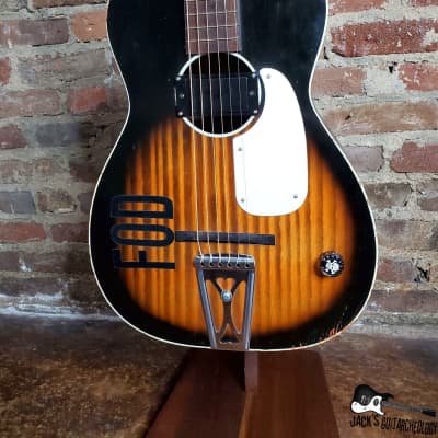 Harmony "FOD" Green Day Inspired Stella Parlor Acoustic Guitar w/ Goldfoil Pickup (1960s, Sunburst) image 11