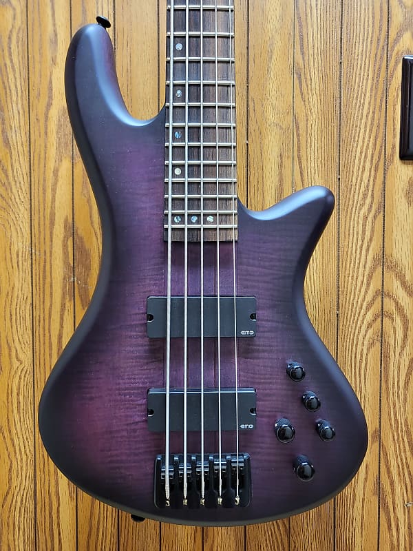Schecter Stiletto Studio-5 Active 5-String Bass See-Thru Trans Purple Satin image 1
