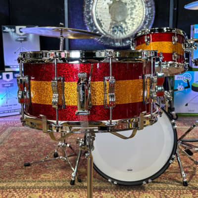 Ludwig Classic Maple Snare Drum 14x6.5 Red/Gold/Red Tri-Band (LS403XX3B) image 2