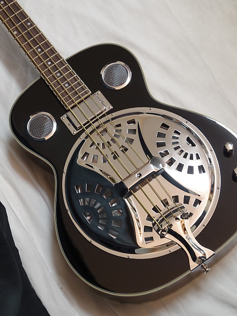 Dean Resonator Bass 4 string acoustic electric BASS guitar Classic Black NEW B Reverb