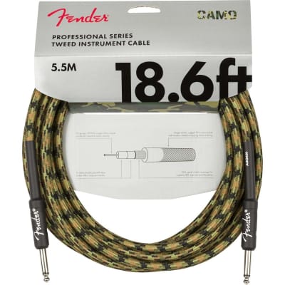 Fender Professional Series Instrument Cable 18.6ft, Woodland Camo for sale