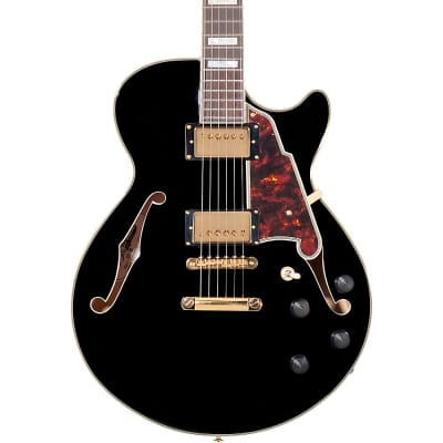 D'Angelico Excel Series SS Semi-Hollow Electric Guitar With Stopbar Tailpiece Black image 1