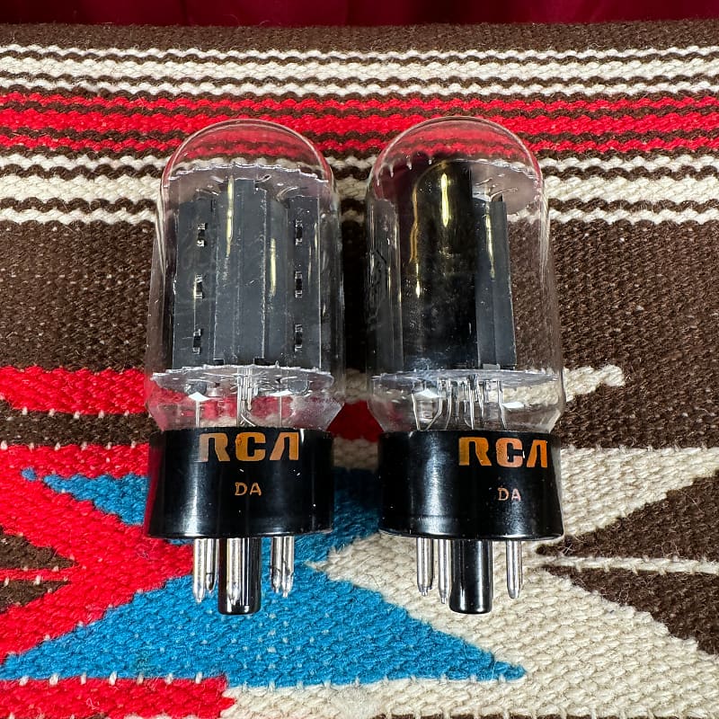 Vintage NOS RCA 6L6GC Amplifier Power Tubes Duet Black Plate Pair 6L6 #186