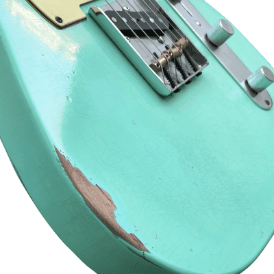 10S iCC/T Vintage 50s Tele Electric Guitar Relic Surf Green image 5