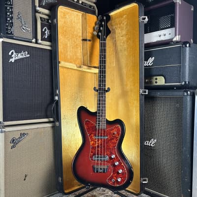 1960s Silvertone Hornet 1443 Bass Vintage USA Danelectro Made Bass Guitar W/Case! for sale