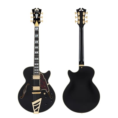 D'Angelico Excel SS Semi-hollowbody Electric Guitar - Solid Black with Stairstep Tailpiece image 6